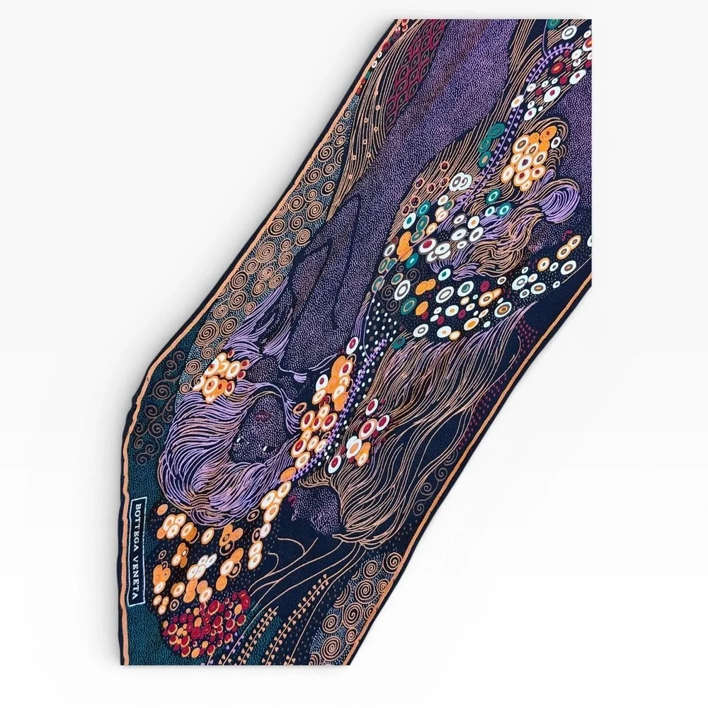Bottega Veneta long Silk Scarf inspired by Gustav Klimt Designer Accessory